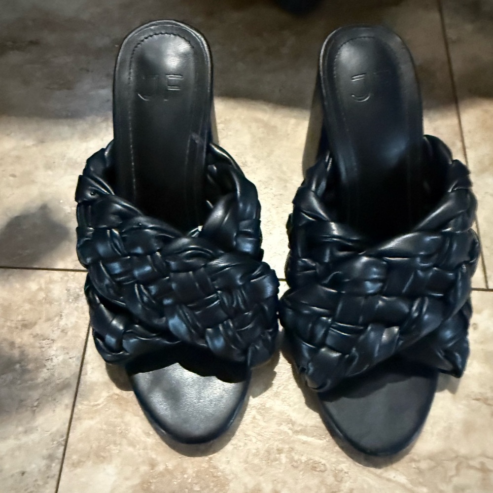 JustFab Blair Block Heel Braided Sandals, 5.5